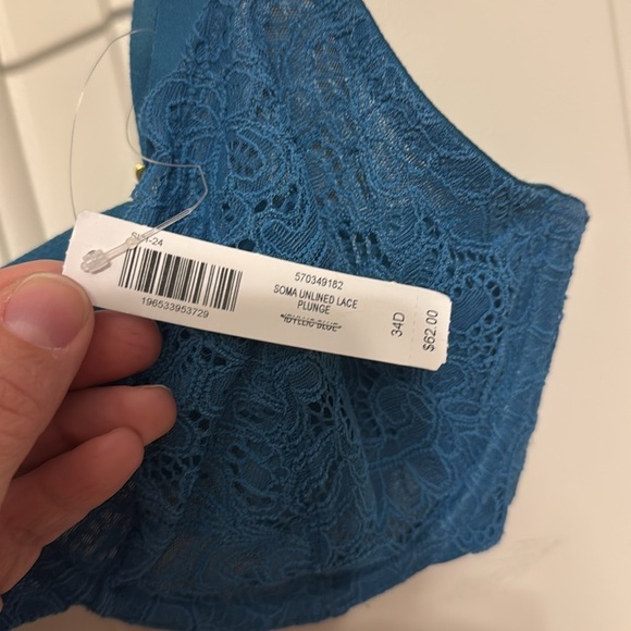 NWH Soma Plunge Unlined Underwire Idyllic Blue Lace Bra Size 34 D - Picture 4 of 5